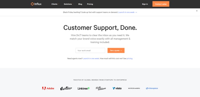 Best Customer suppout outsourcing company - Influx